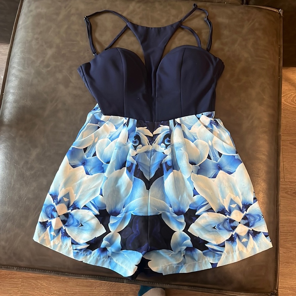 Hello Molly blue floral romper
